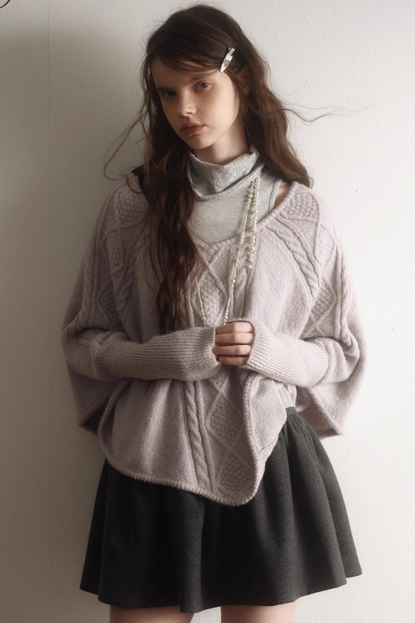 Light Purple Wool Batwing Sweater Set-Up