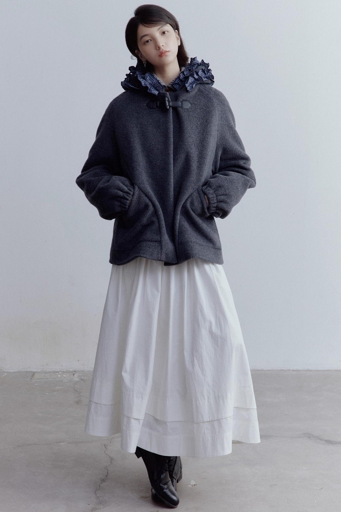 Pure Cotton Layered Shirring Skirt