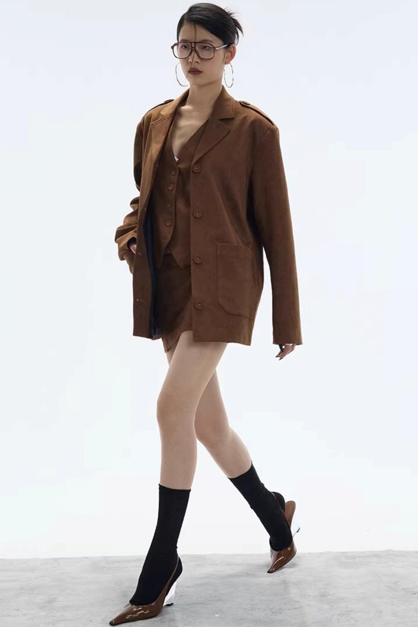 Hazelnut Suede Mini Skirt