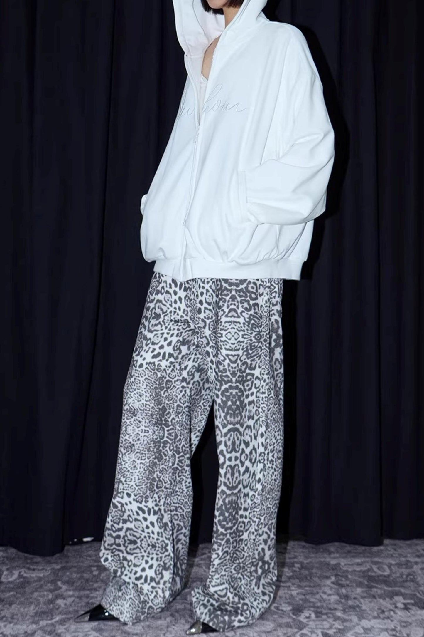 White Embroidered Hooded Jacket