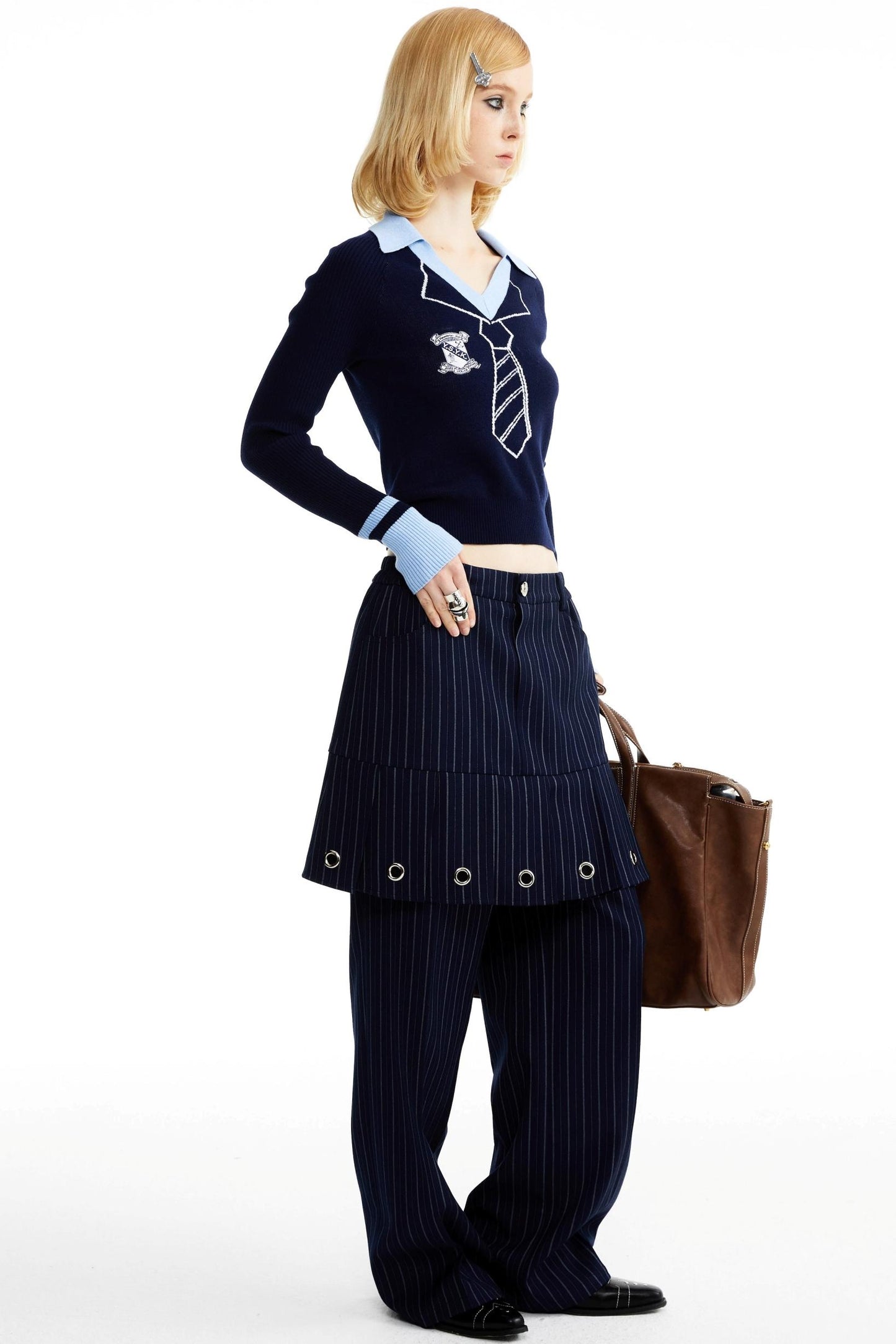 Fake Two-Piece Culottes Straight Pants