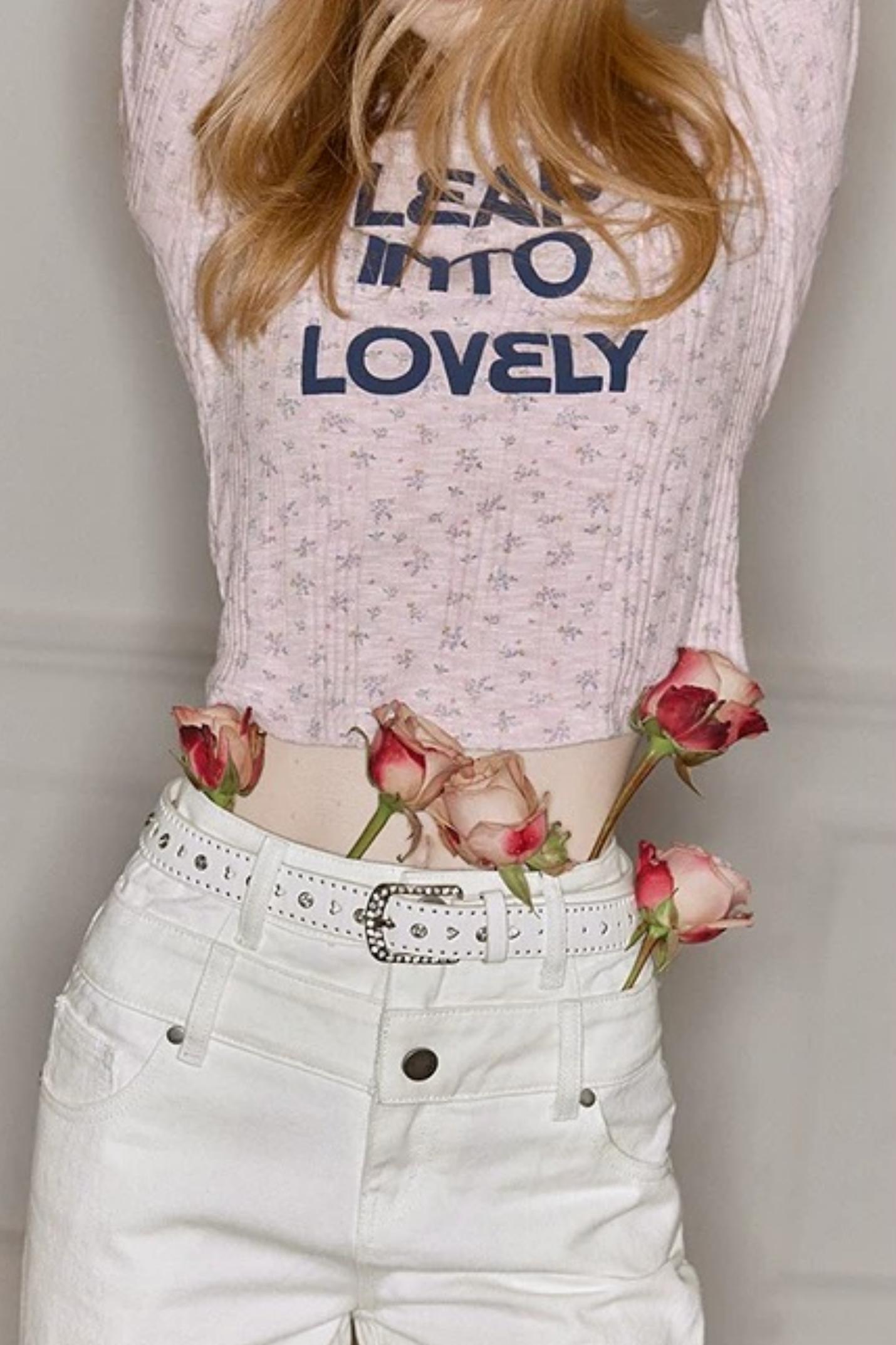 Pink Floral Slim-Fit Sweater