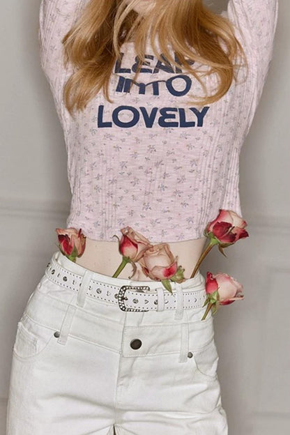 Pink Floral Slim-Fit Sweater