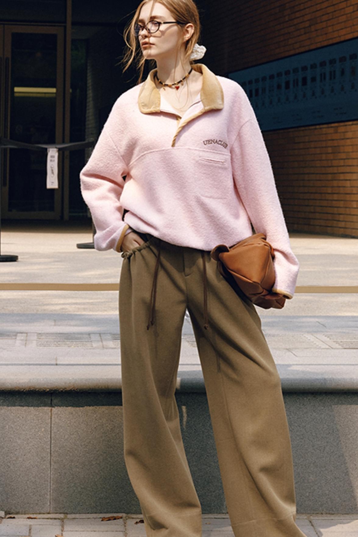 Pink Embroidery Fleece Top