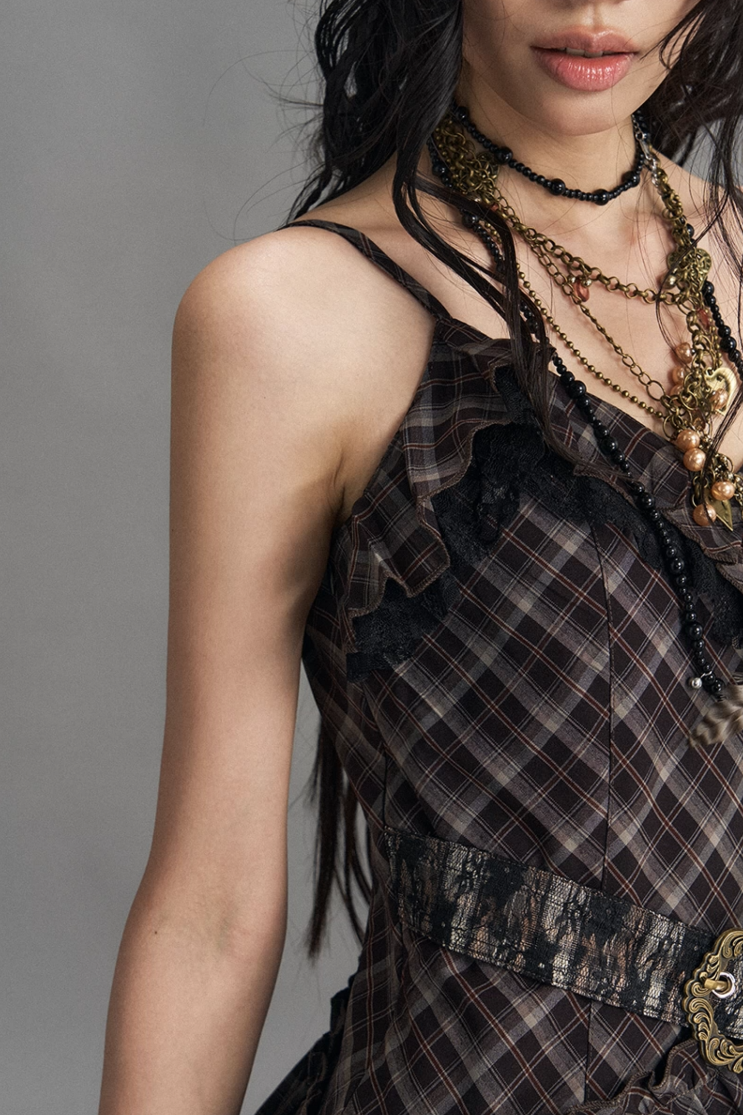 Retro Irregular Plaid Dress