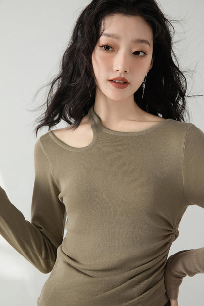 Drawstring Knitted Base Layer Top