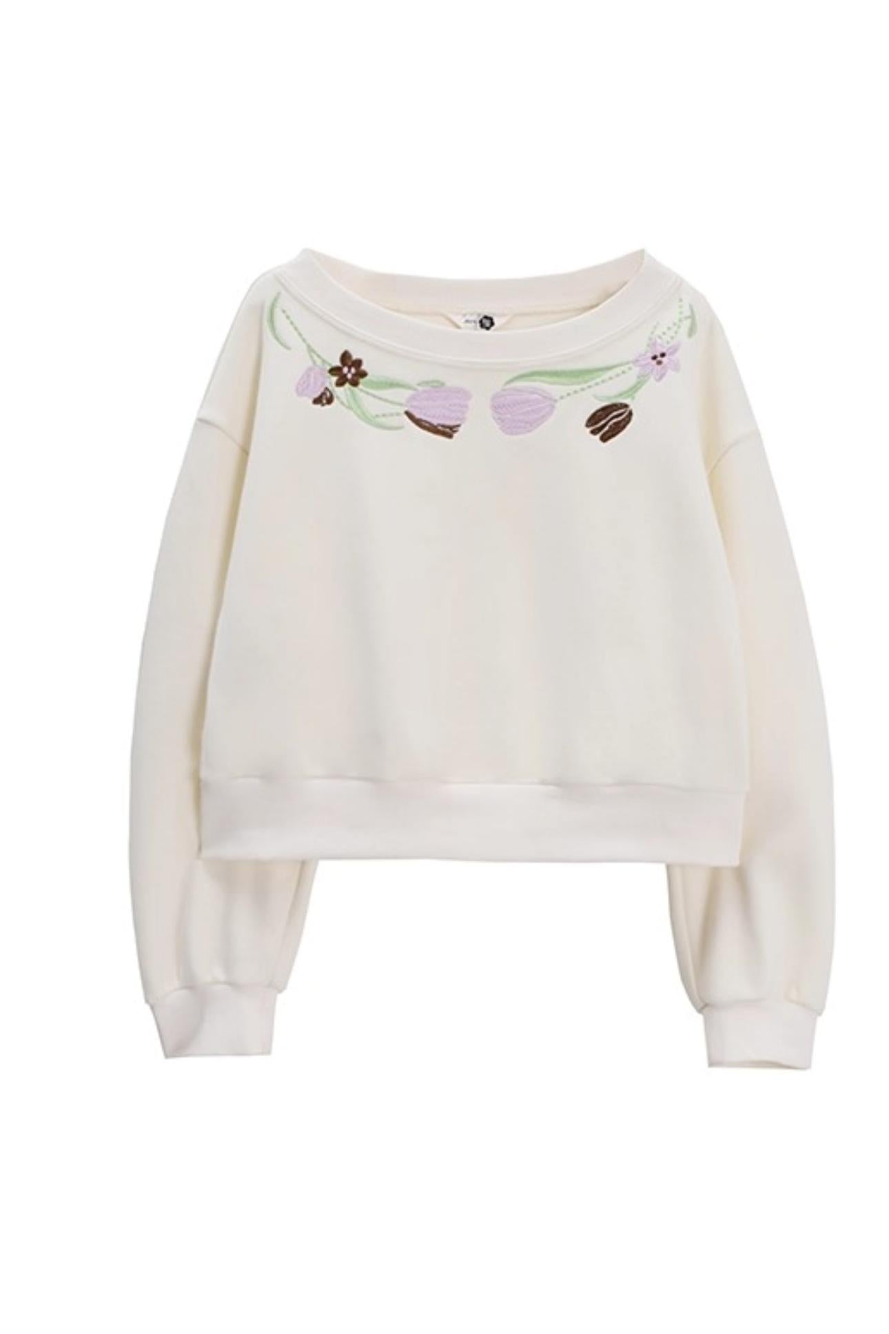 Tulip Embroidery Cloud Sweater