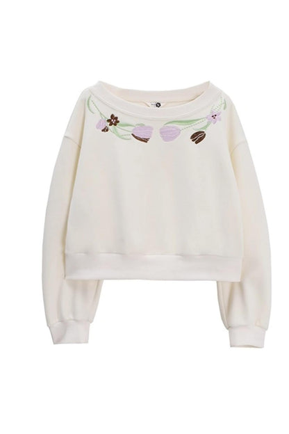 Tulip Embroidery Cloud Sweater