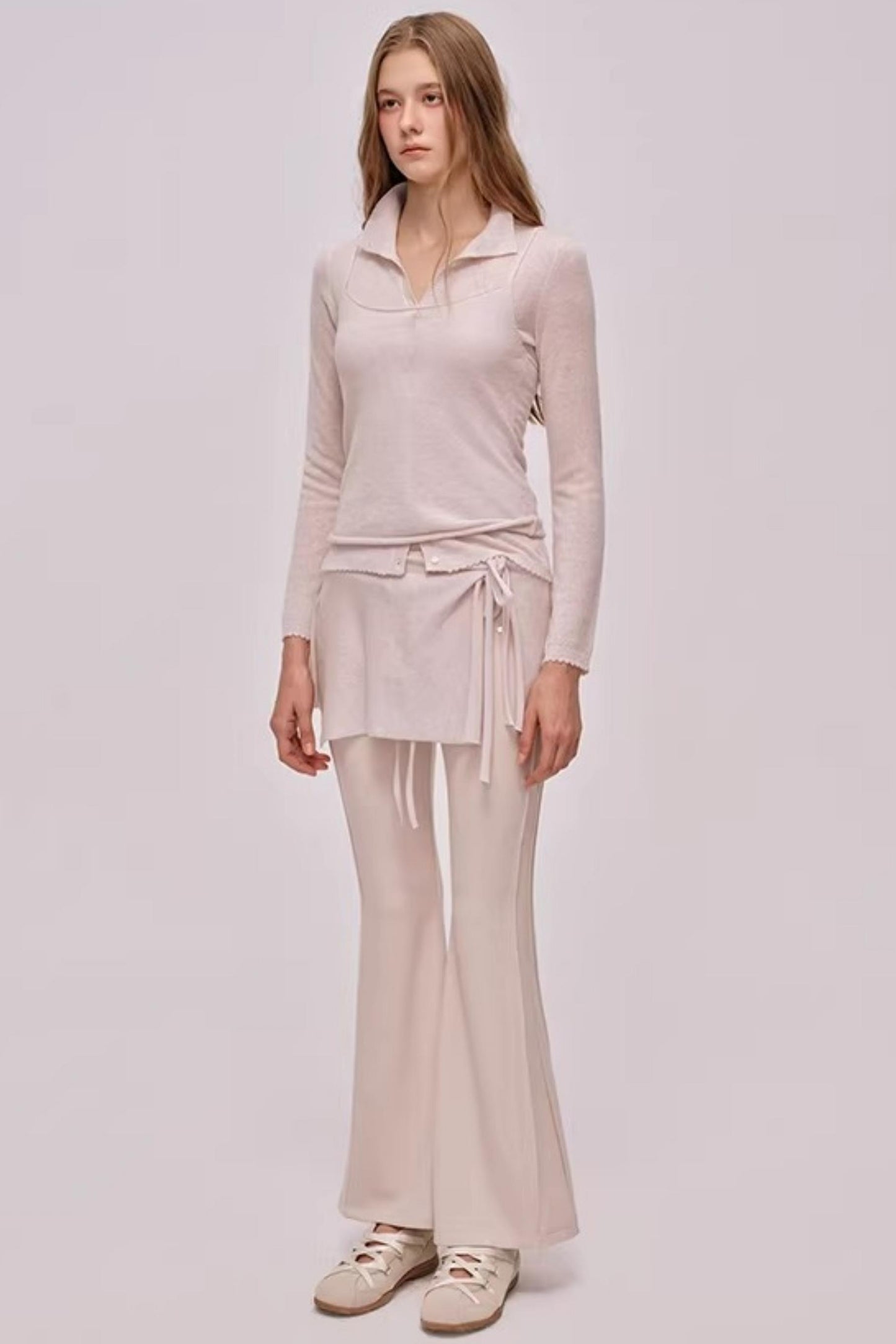 High-Waisted Drawstring Flared Pants