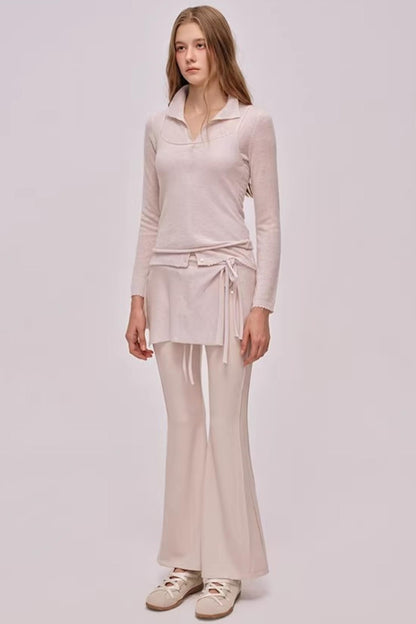 High-Waisted Drawstring Flared Pants