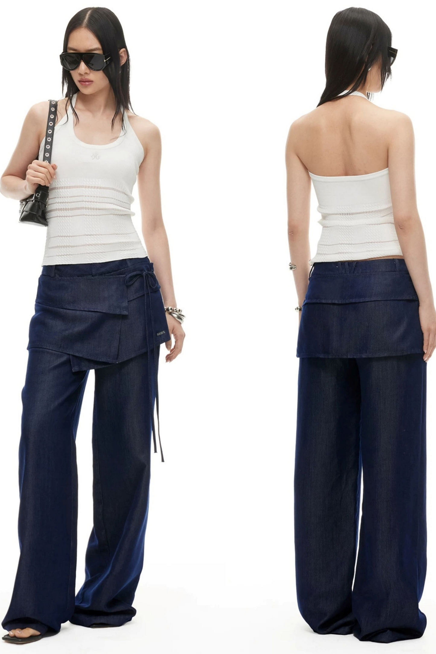 Lyocell Wide-Leg Pants Detachable Skirt