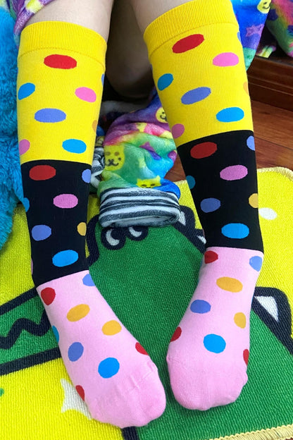 Color-Block Polka Dot Socks