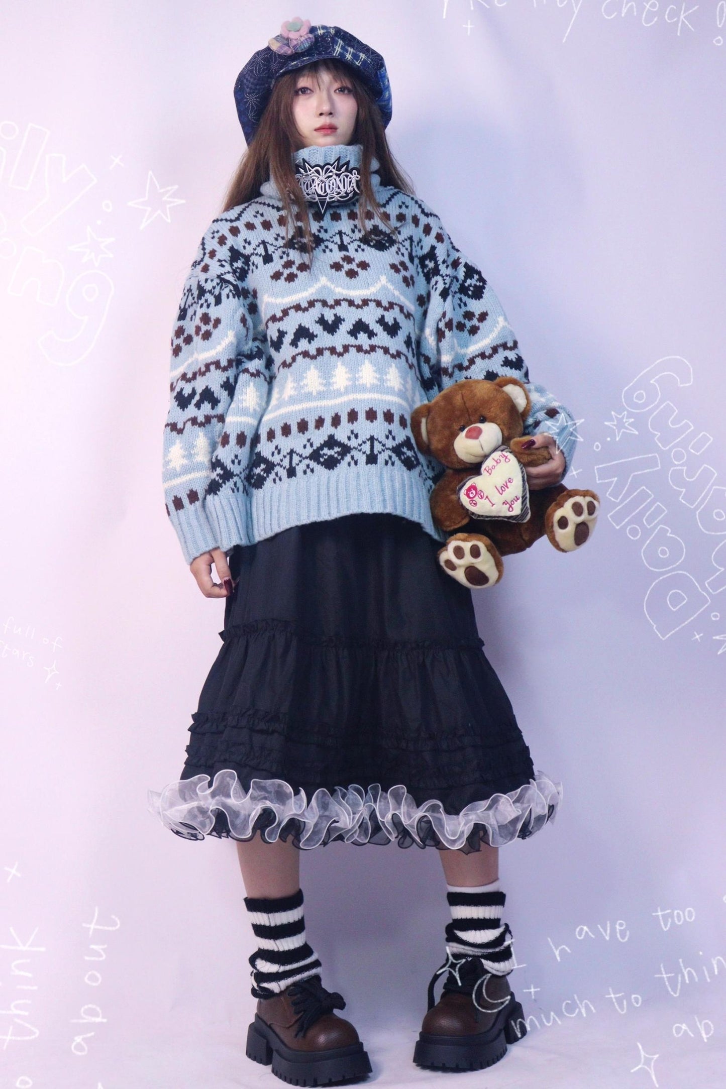 Floral Navy Patchwork Newsboy Cap