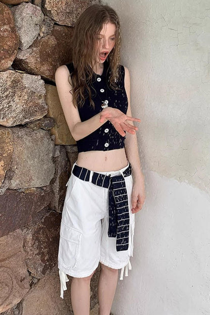 White Drawstring Utility Pants