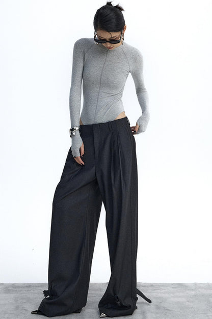 Gray and Black Knit Bodysuit