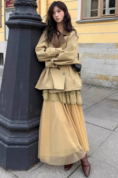 Vintage Lily Silhouette Reversible Trench Coat Set-Up