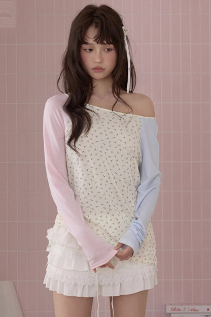 Contrast Color Floral T-Shirt