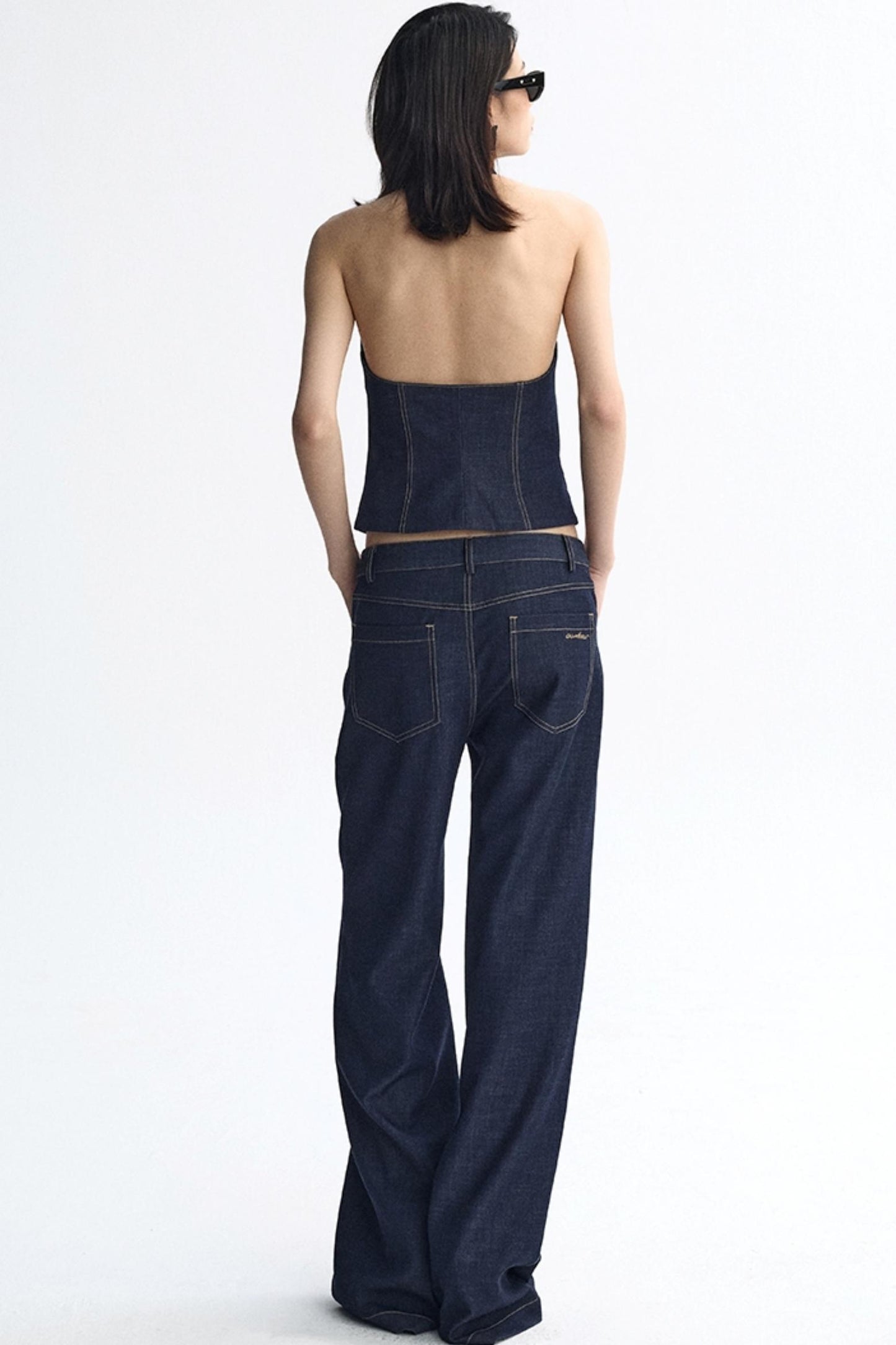 Tanned Back Pocket Loose Denim Pants