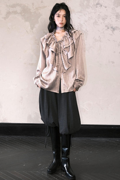 Three-Dimensional Wool Drawstring Pants