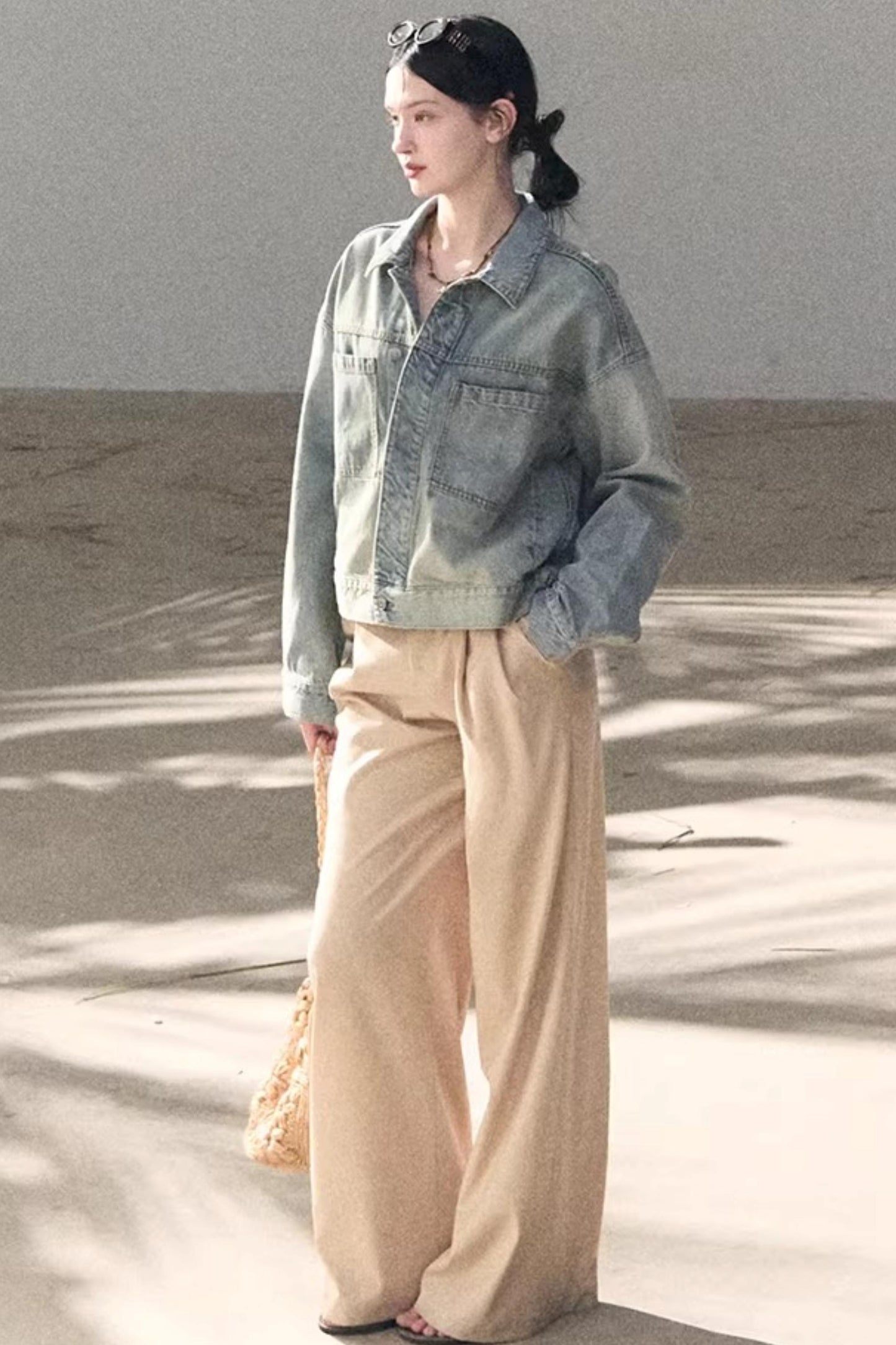 Hazy Sea Retro Denim Jacket