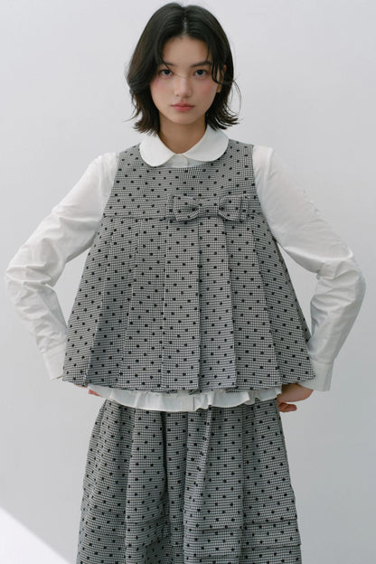 Plaid Flower Puffy Skirt Set-Up