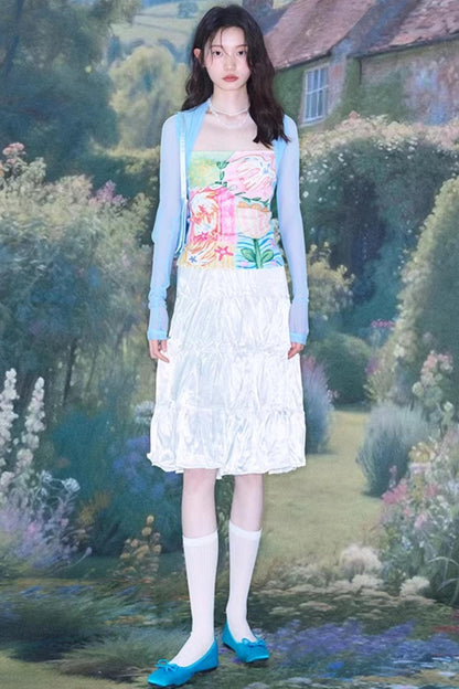 Sparkling Pearlescent Satin Skirt