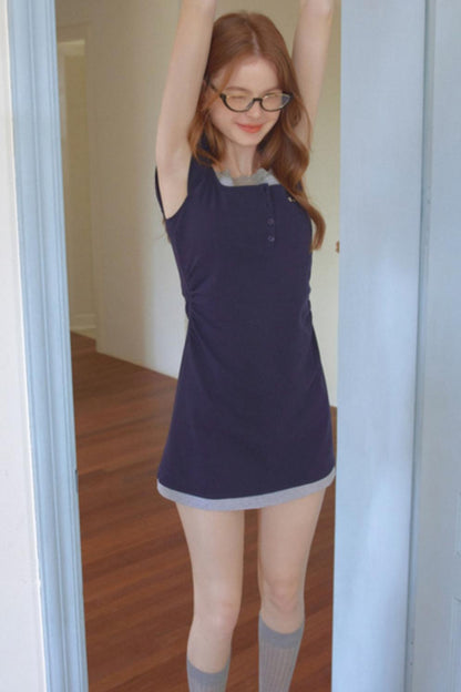 Lace Navy A-Line Dress