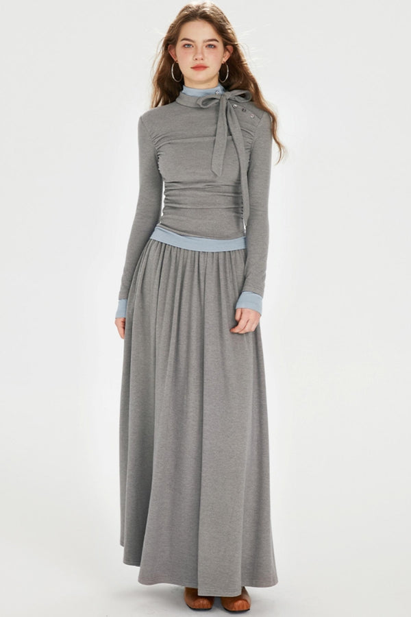 Color Clash Drawstring Dress