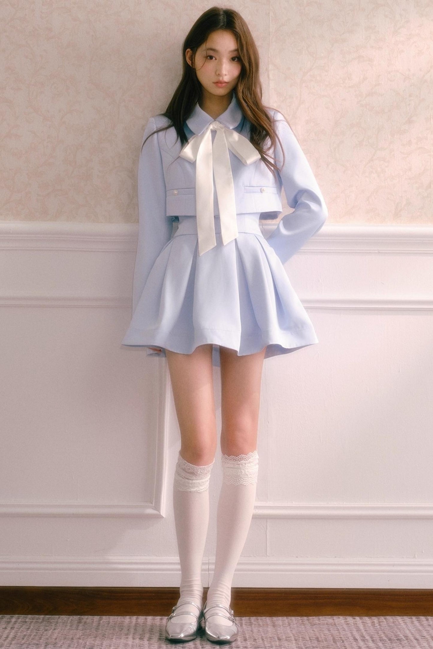 Korean Style Lace-Up Puffy Skirt Set-Up