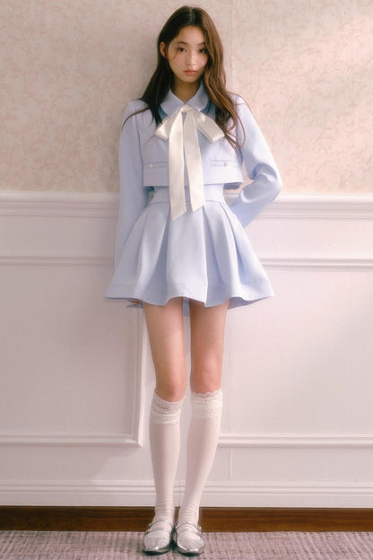 Korean Style Lace-Up Puffy Skirt Set-Up