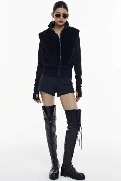 Patchwork-Pelzweste-Jacke