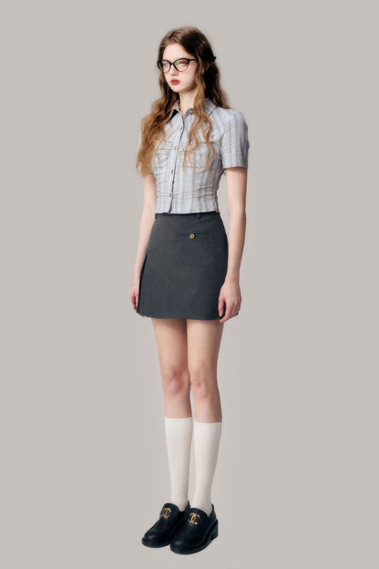 Preppy Style Slit Short Skirt