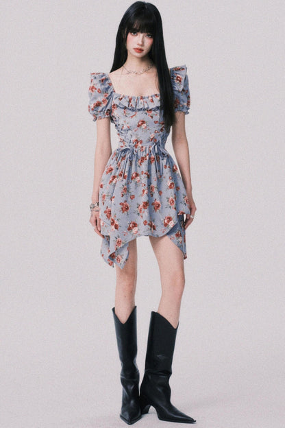 Asymmetrical Bubble Sleeve Dress