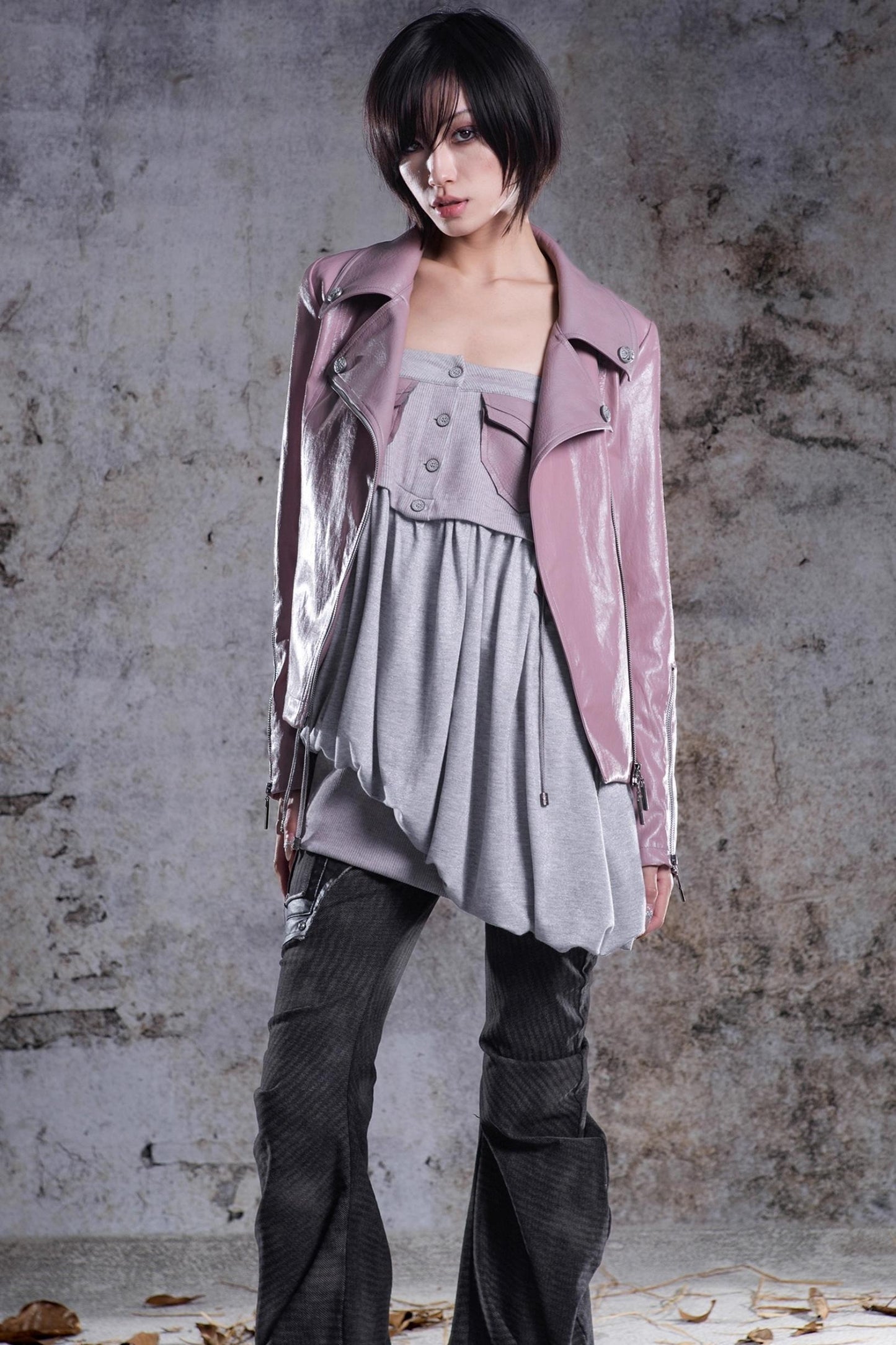 Slim Fit Leather Punk Jacket