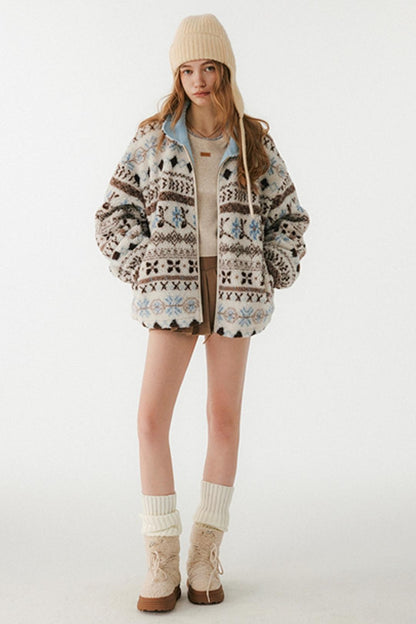 Blue-Brown Fair Isle Cardigan Coat
