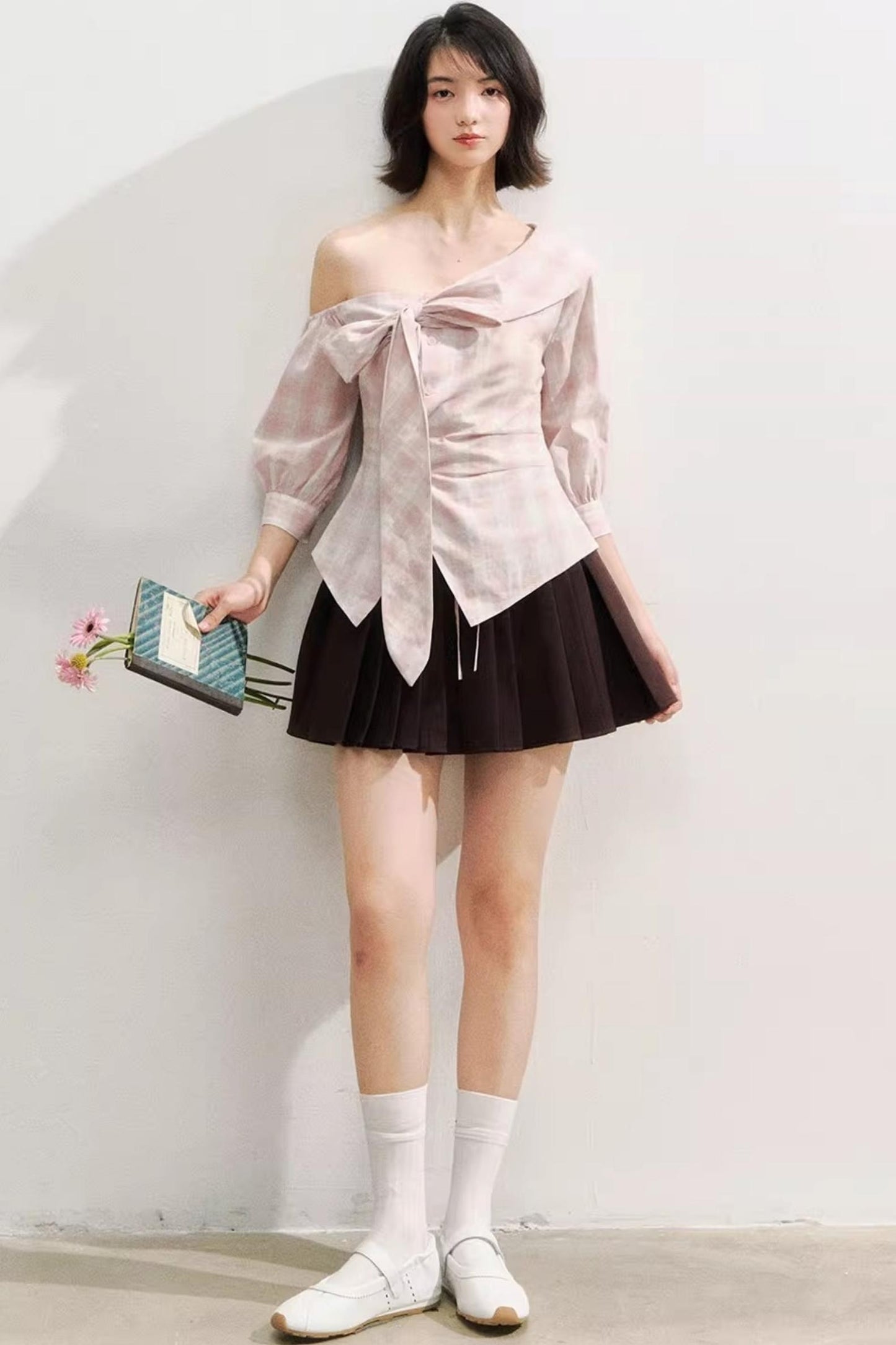 Spliced Waist Collegiate Skirt