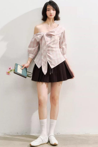 Spliced Waist Collegiate Skirt