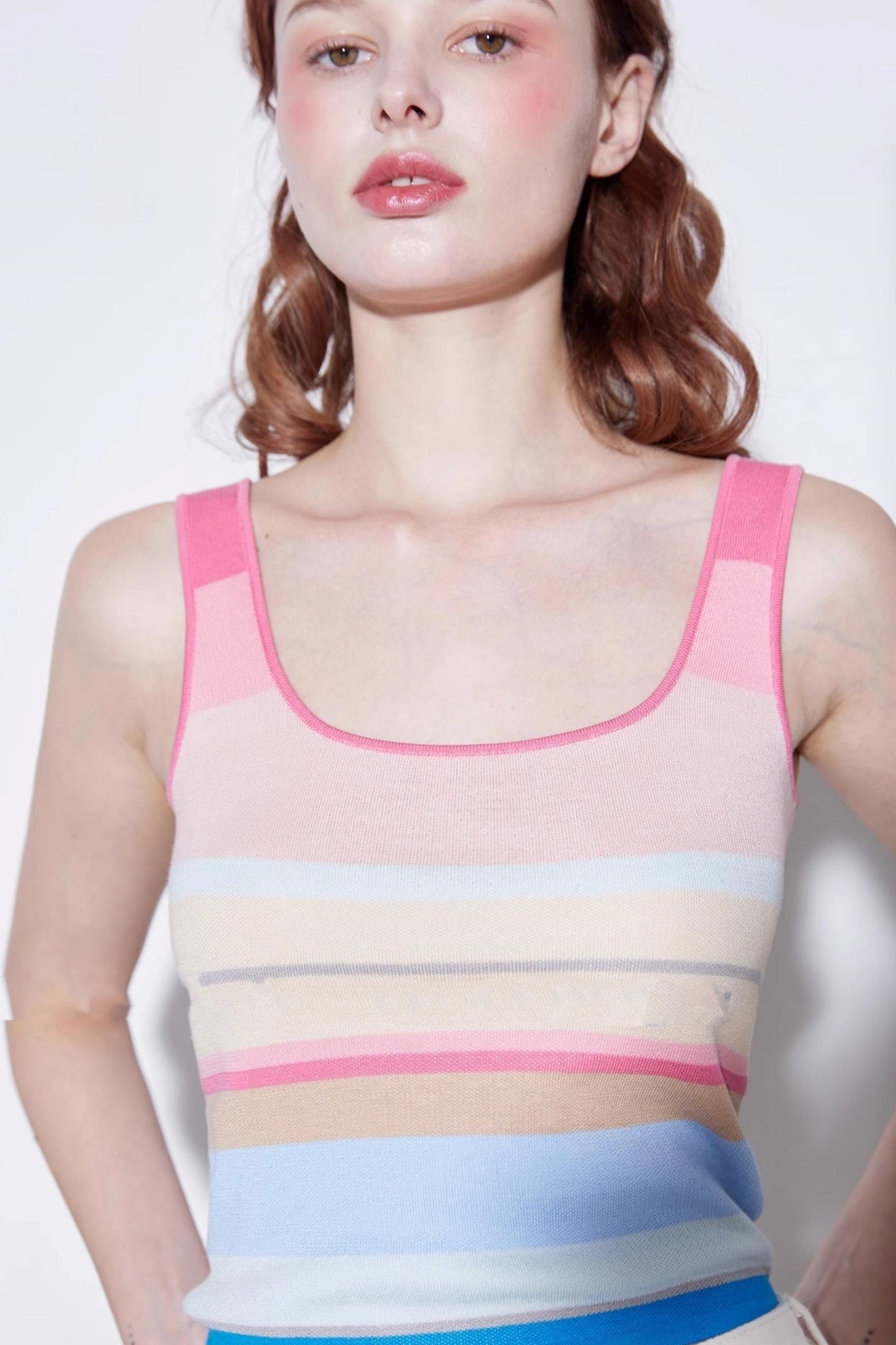 Summer Stripe Silk-Lycra Knit Vest