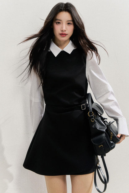 SunsetPark Plaid Leather Buckle Dress