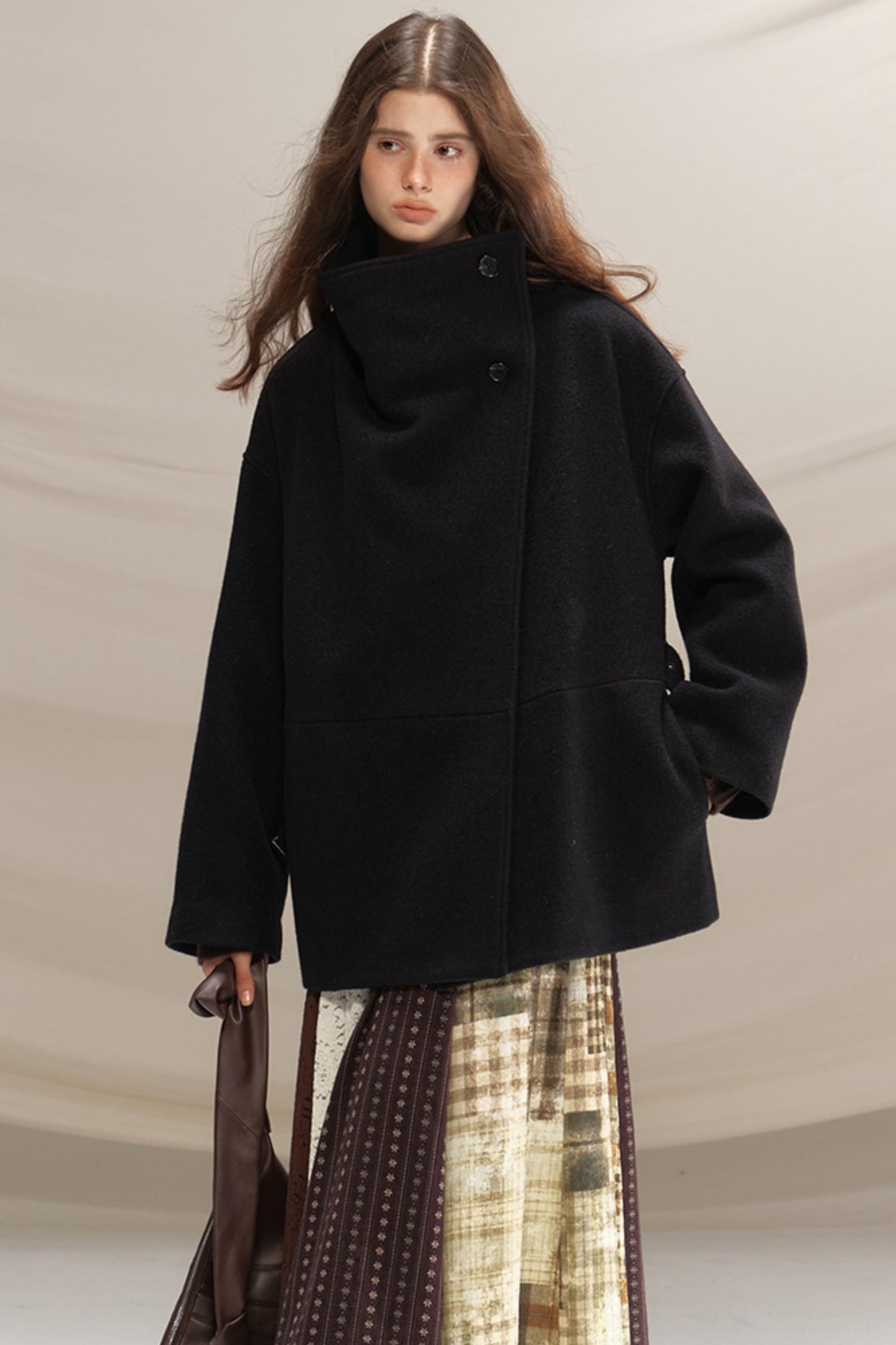 Silent Gallery Black Wool Coat