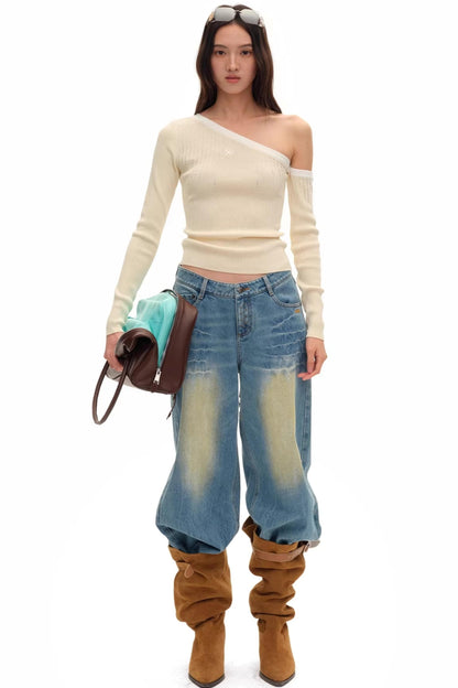 Vintage-Jeans mit weitem Bein
