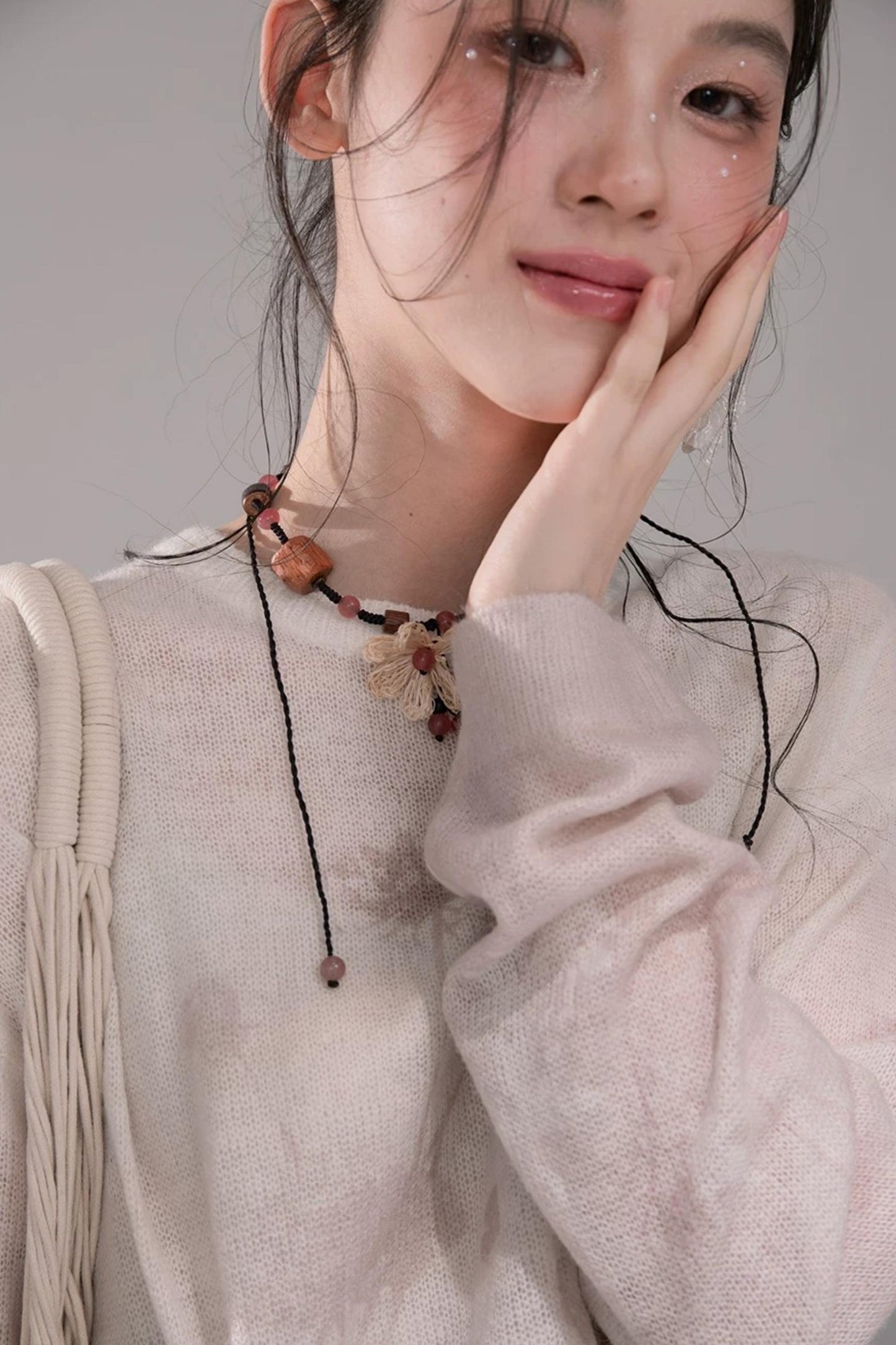Pink Khaki Gradient Knit Blouse
