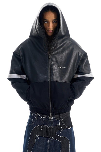 Reflective Silhouette Leather Coat