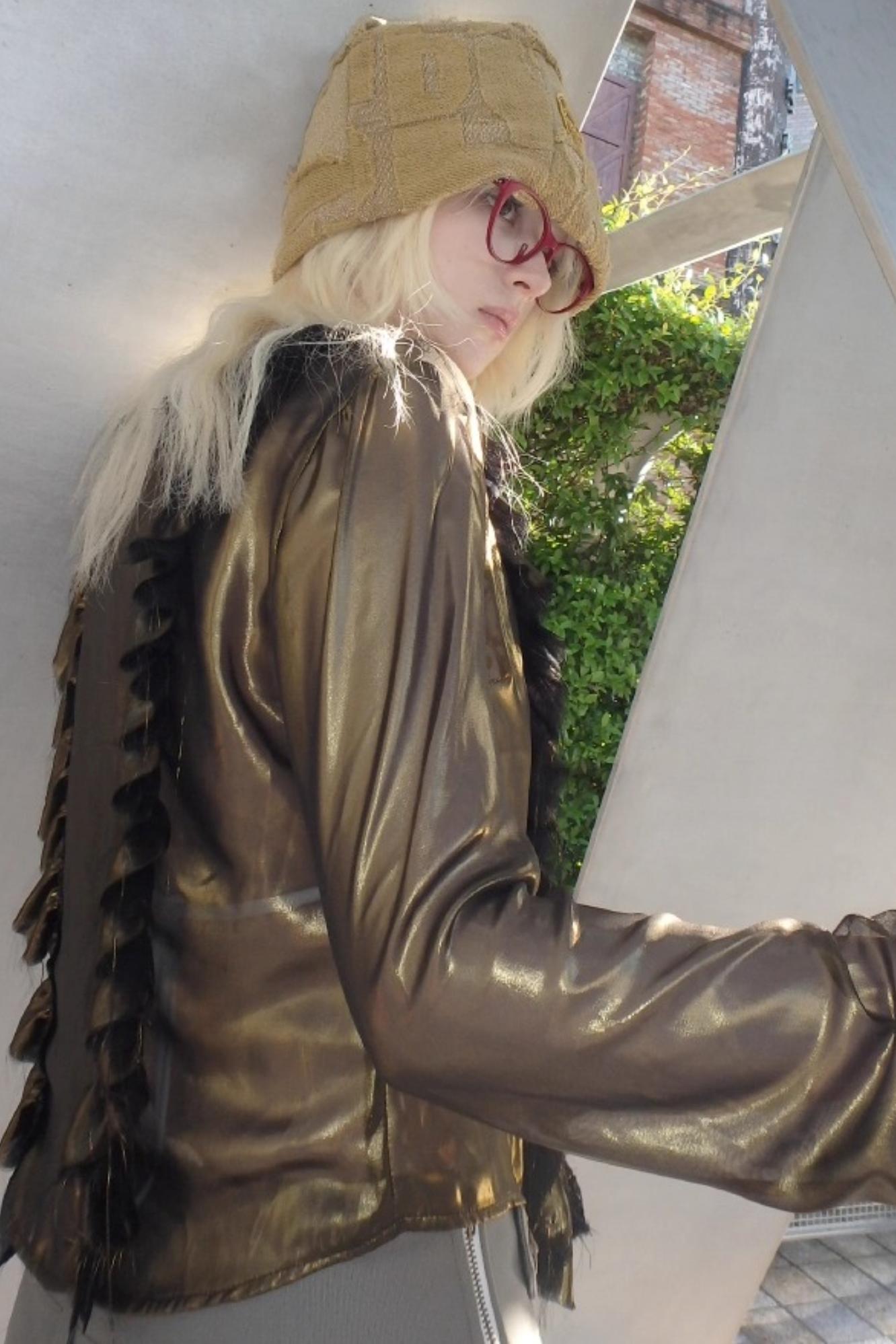 Metallic Bronze Mesh Cardigan