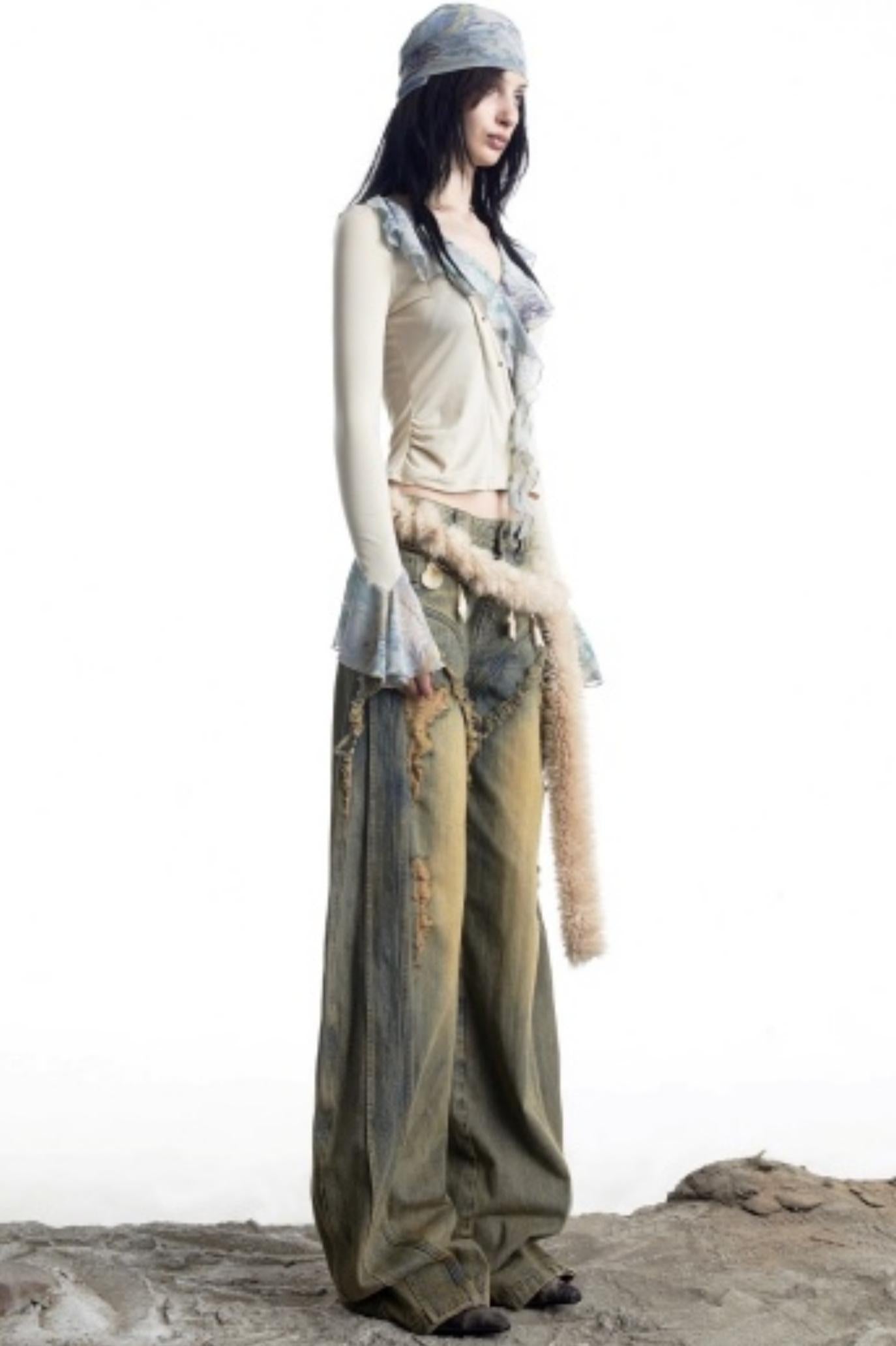 Lyocell Ruffled V-neck Pullover Top