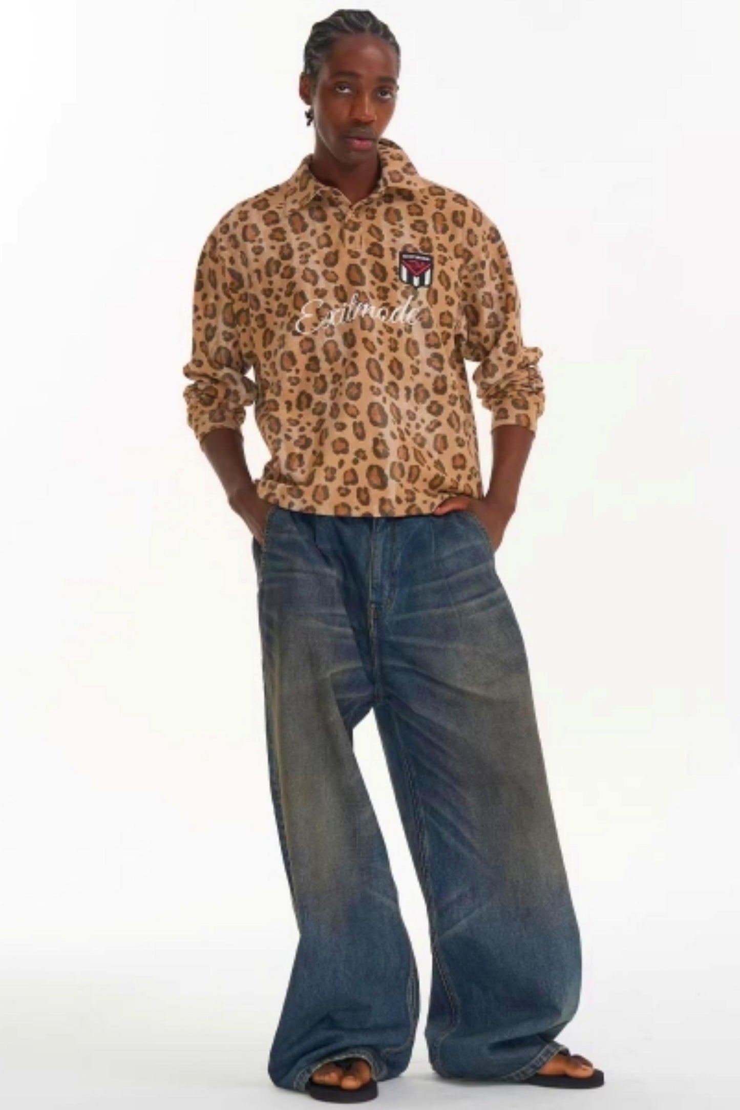 Leopard Print Polo Top