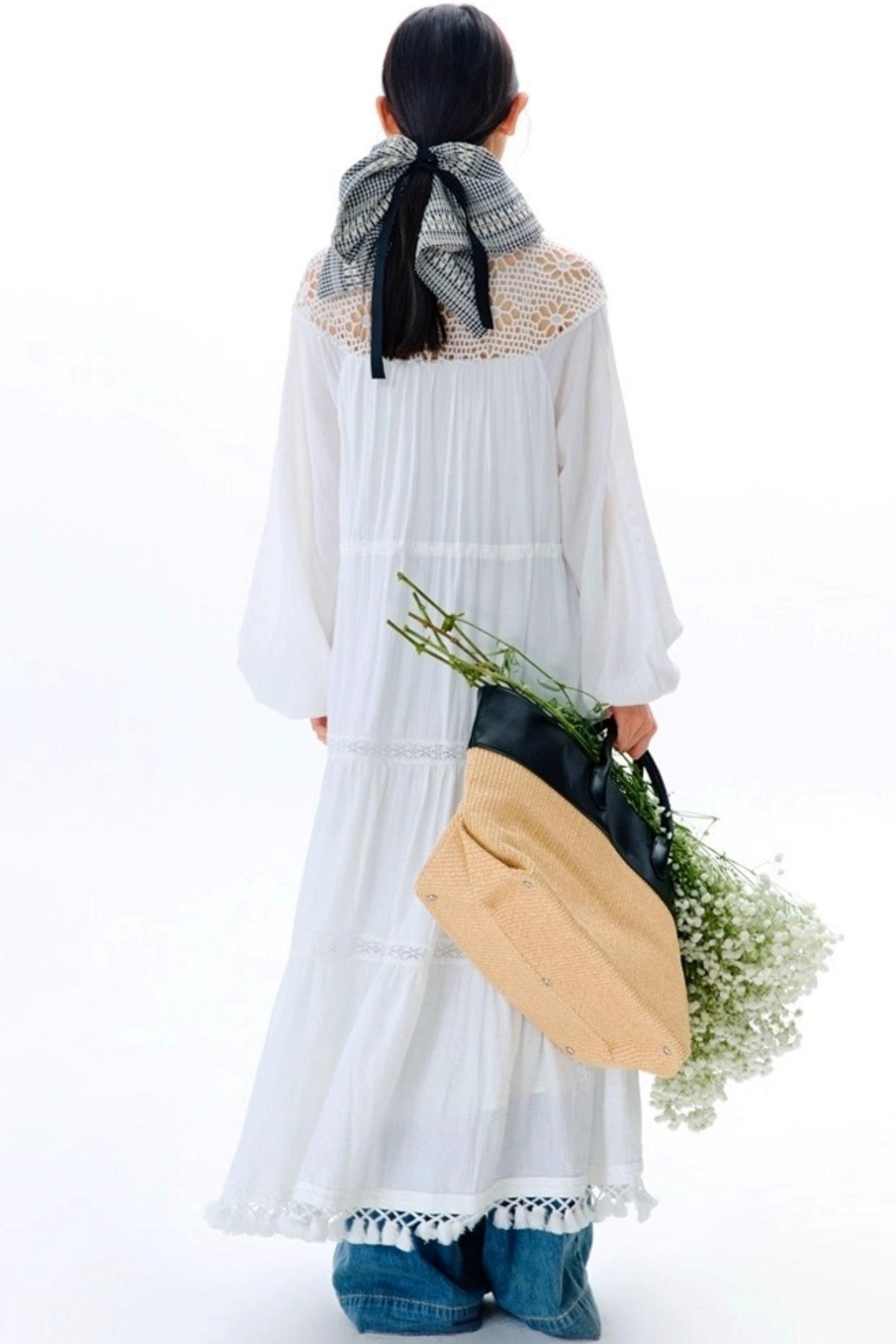 Dream Catcher Lace Panel Long-Sleeved Dress