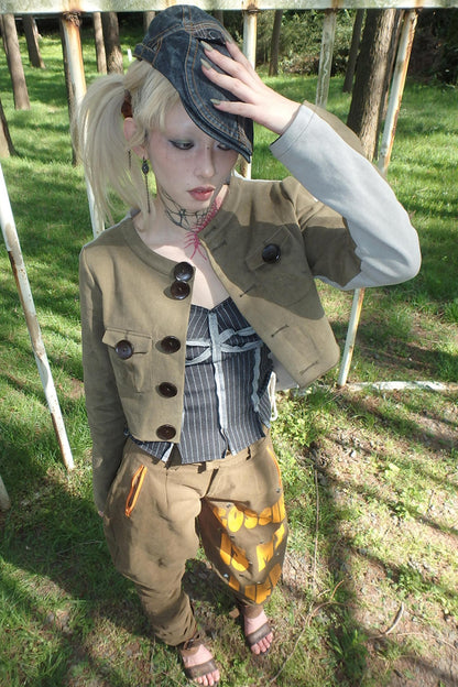 Color-Block Short Jacket