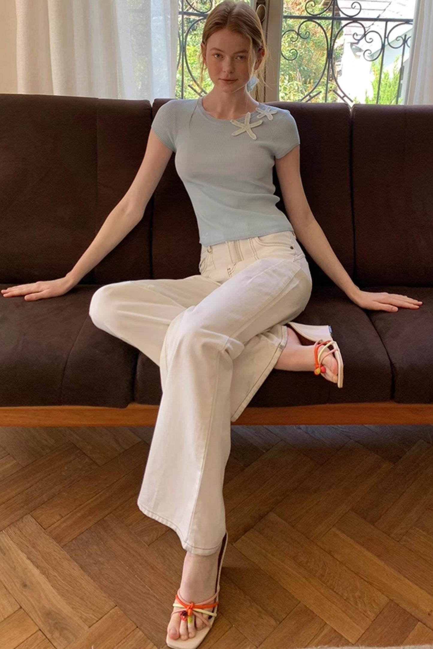 Wide-Leg Denim Pants