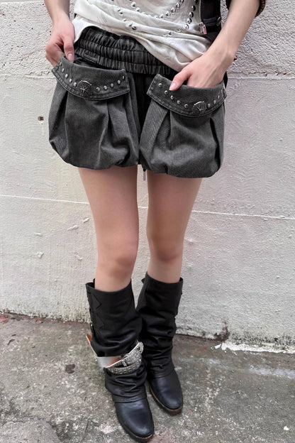 Vintage Rivet A-Line Cargo Shorts